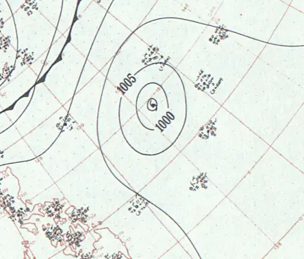 Weather analysis map of Hester 1952