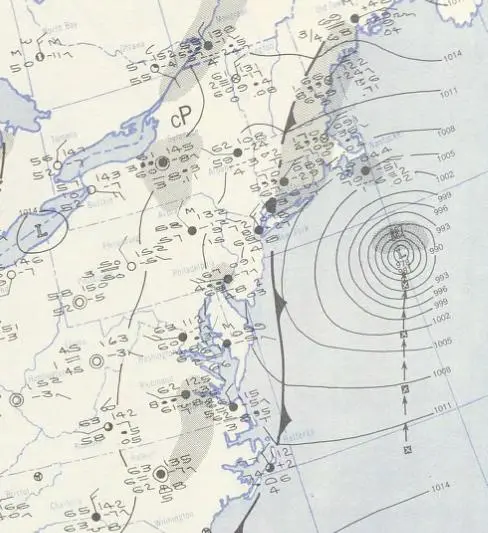Weather analysis map of Carol 1953
